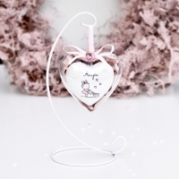 Anyák napi ajándék-Plexi tartós írható szív fém állványon