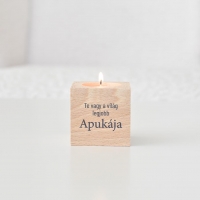Apák napi ajándék - vintage fakocka mécsestartó mécsessel