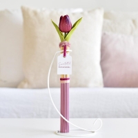 Ballagási ajándék - rattan pálcás tulipán mályva színű, fémállvánnyal