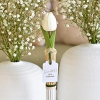Pedagógus ajándék - rattan pálcás tulipán fehér színű